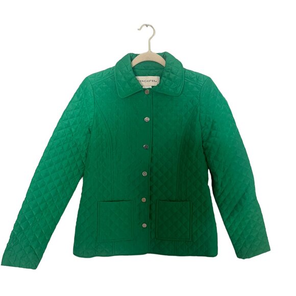 Women's Doncaster Green Quilted Jacket Snap Closure‎ Size Small - Picture 1 of 3